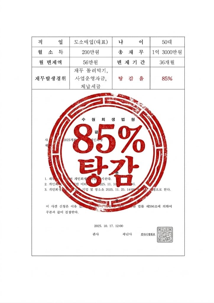 개인회생 인가 결정 사례 05